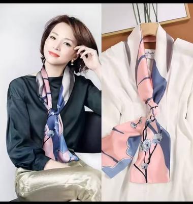 1 Pcs 150x14cm Korean Style Silk Scarf Spring Autumn Small Narrow Long Hair Tie Square Scarf Suit Shirt