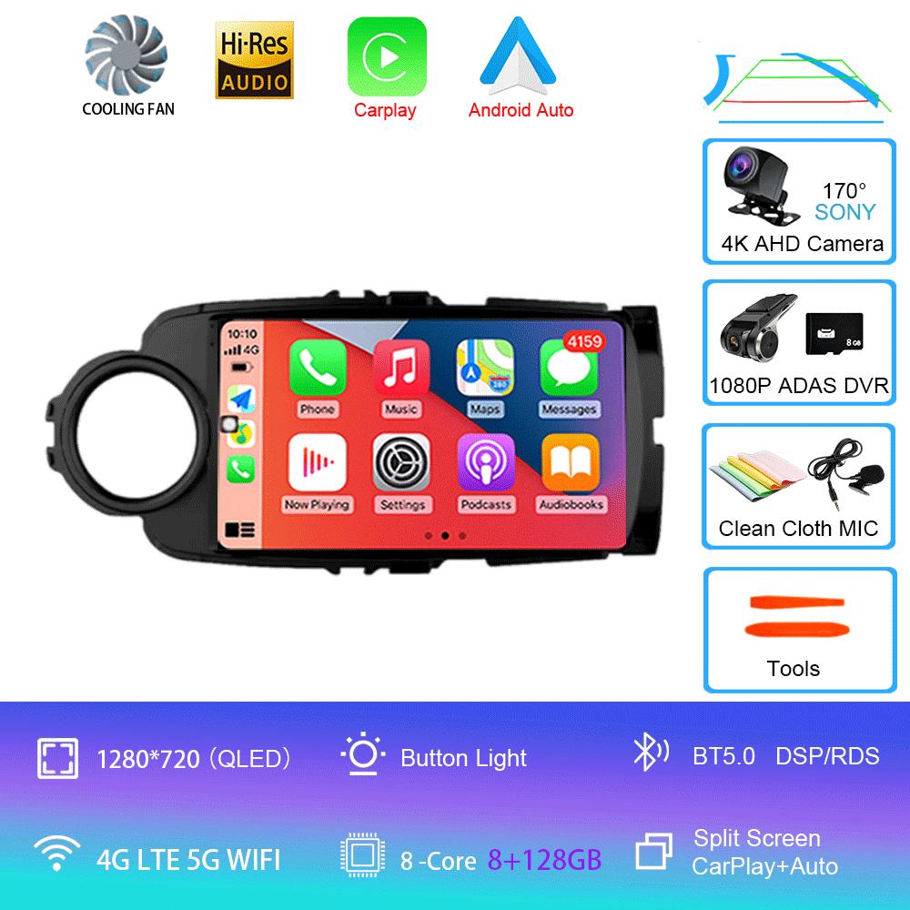 Car Radio Android 14 Carplay For Toyota Yaris 2012 2013 2014 2015 2016 2017 Navigation GPS Multimedia Player stereo wifi BT Auto