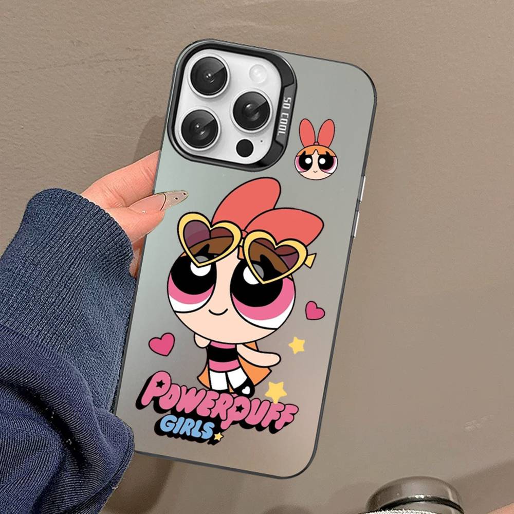 Cartoon Powerpuffs Girls Phone Case For IPhone 16 15 14 13 12 11 Pro Max X XR XSMAX 8 7 Plus Matte Shockproof Back Cover