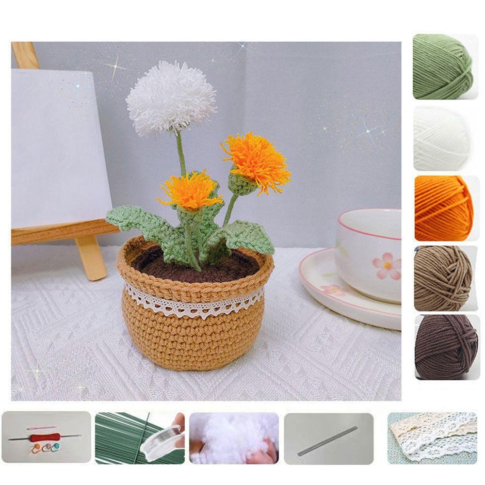 Knit Kits Crochet Kit Tulip Flowerpot Crochet Starter Kit Handmade Crafts Lovers