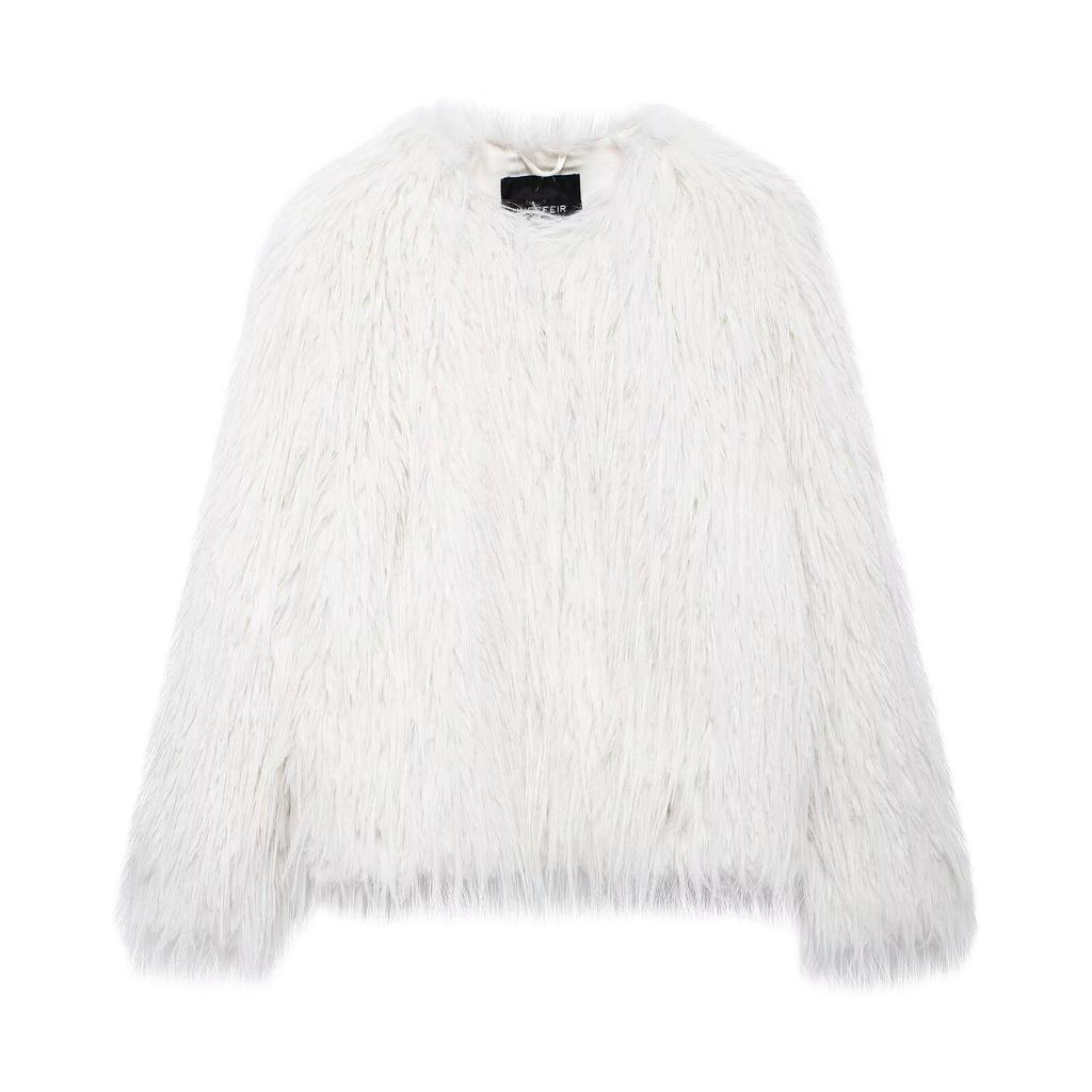 European and American Style Women's Faux Fur Long Sleeve Coat