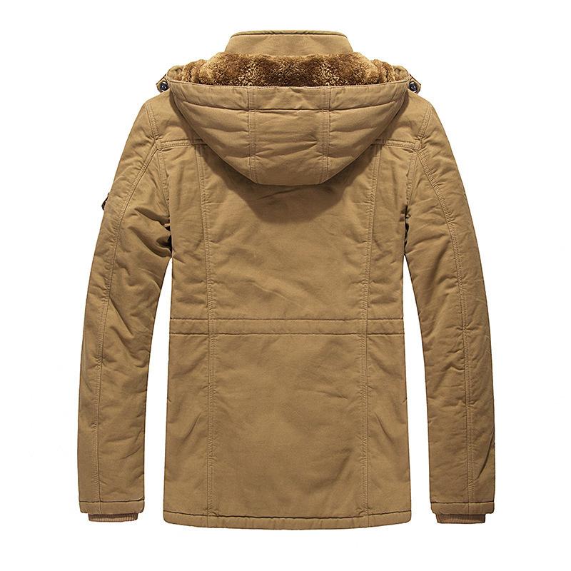 Winter Men's Fleece Thickened Jacket Men's Supply Medium and Long Hooded Jacket