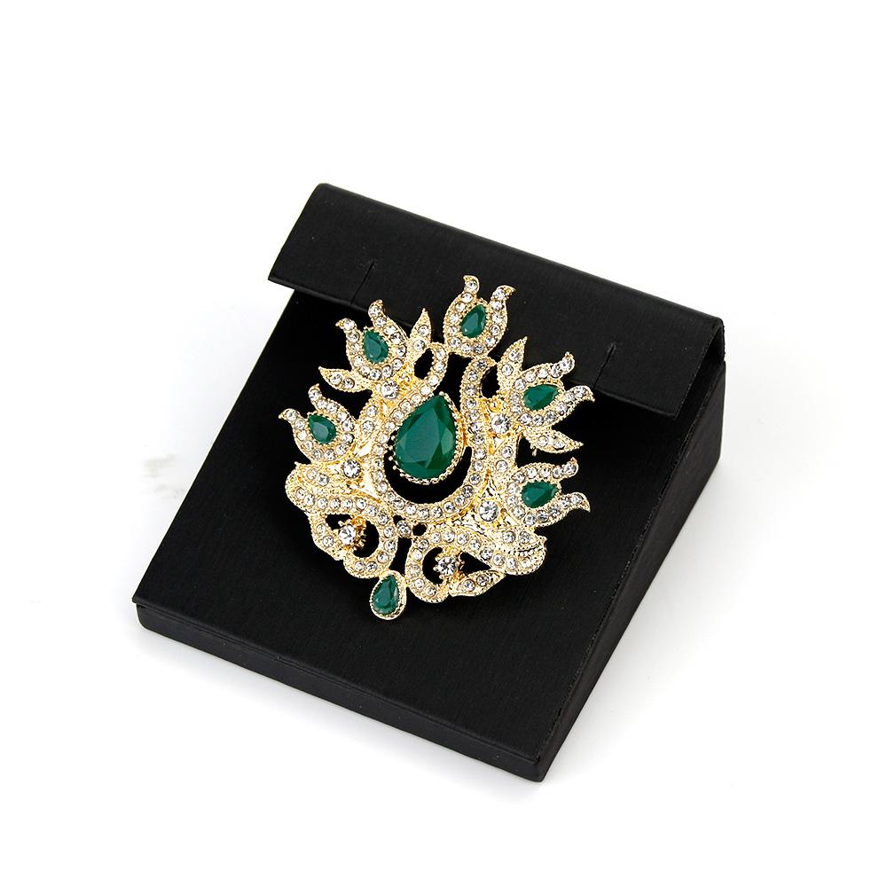 Серые хрустальные турецкие броши для женщин, винтажные золотые цветочные булавки для хиджаба, этнические свадебные украшения, подарок