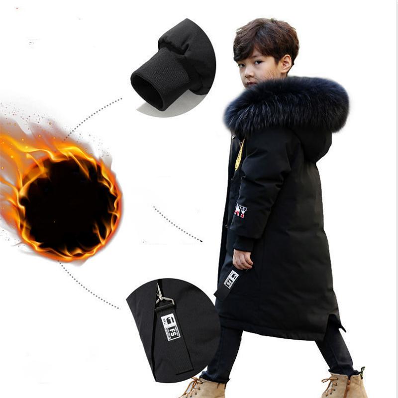 Детская хлопковая куртка для мальчика, зимнее пальто средней длины, бархатное утолщение