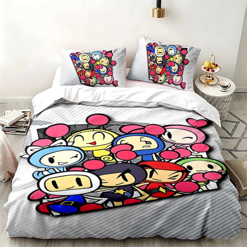 Bomberman 3pc set Perfect for bedroom use Comfortable bedding set includes a duvet cover and two pillowcases Ideal birthday or Christmas gift