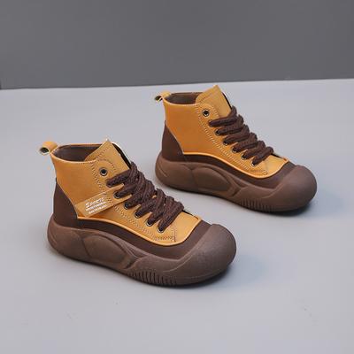 2025 осень новая корейская версия высокие кожаные универсальные на плоской подошве белые туфли женские повседневные спортивные толстая подошва