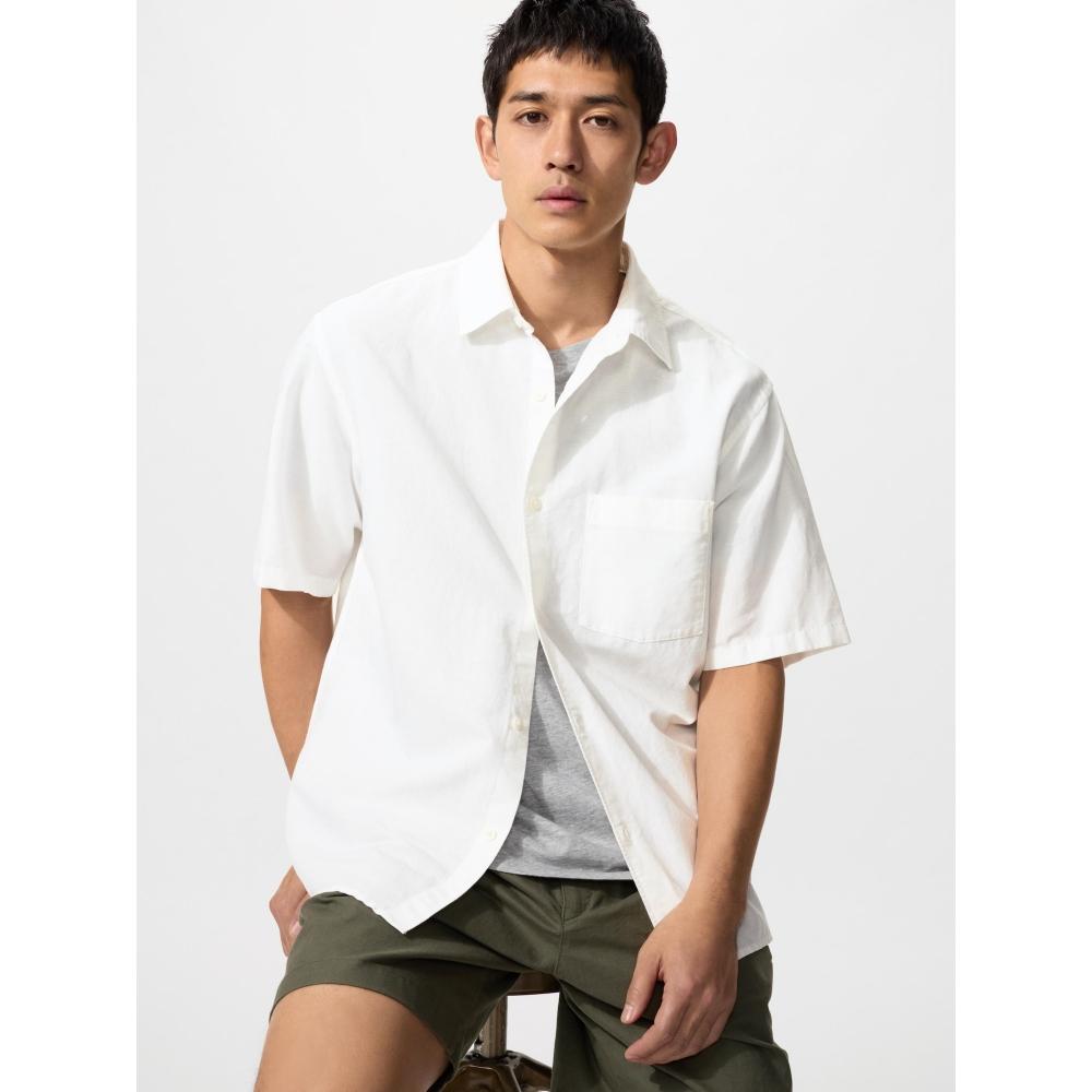 Uniqlo Японская хлопково-льняная рубашка