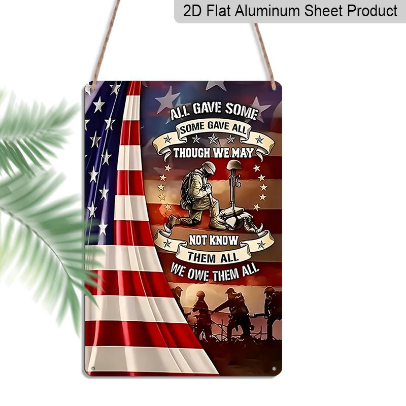 2D Flat Veteran Memorial Metal Sign, "All Gave Some Some Gave All" Quote, 8×12 Inch Aluminum Wall Art, Patriotic Veteran Tribute Design, Durable