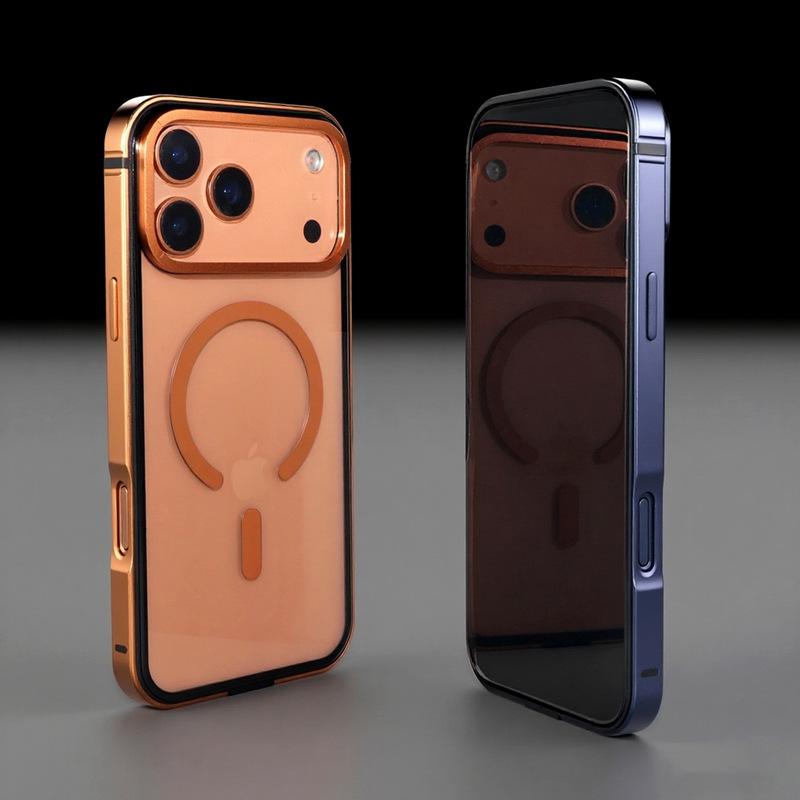 Для iPhone 17 Pro Высококачественный металлический каркас Чехол для телефона, 17 Promax Magsafe Магнитная зарядка HD Задняя панель Защитные чехлы для телефона