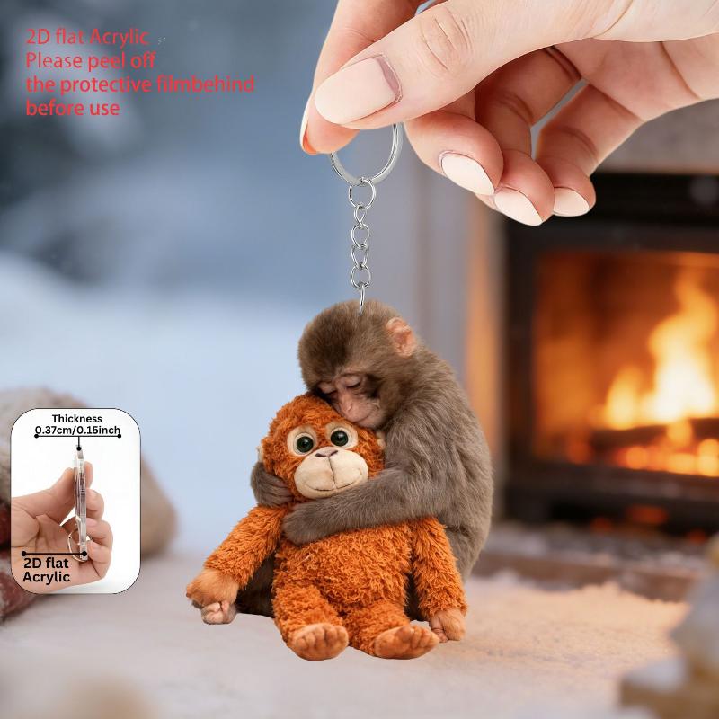 New Cute Protect Punch The Monkey Acrylic Keychains Cartoon Bag Pendant Keyrings Creative Jewelry Fans Friends Gifts