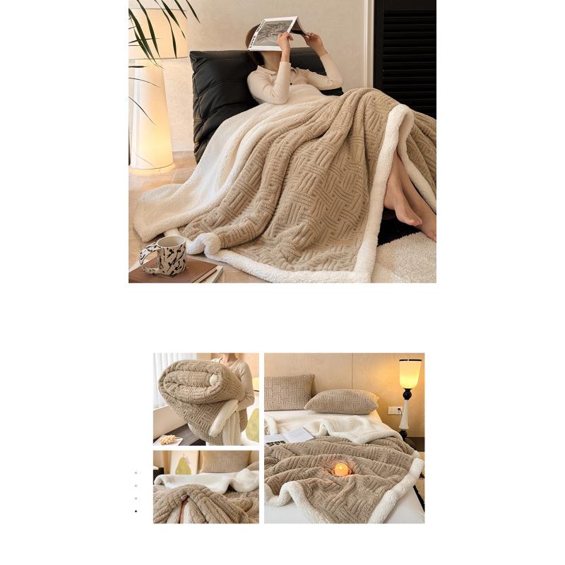 Утолщенный жаккардовый комфортный хлопковый флисовый плед из овечьей шерсти теплая простыня из молочного флиса одеяло для дивана одеяло для сна одеяло