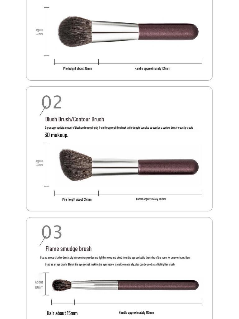 Portable Mini Animal Hair Makeup Brush Set - Soft Brushes for Eyeshadow, Powder, and Blush - Perfect for Beginners