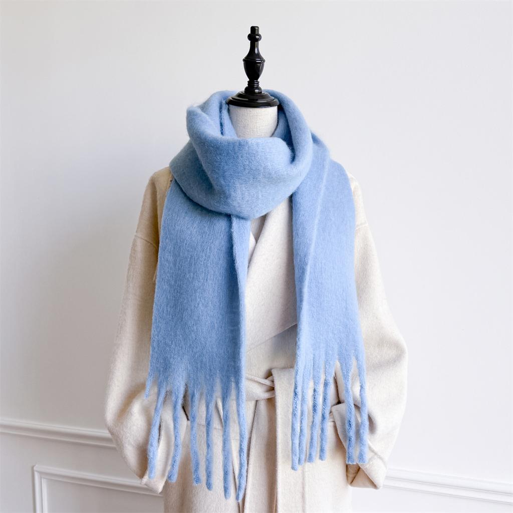 20*200cm Small Long Cashmere Scarf Women Thick Winter Warm Solid Color Shawl Wraps Tassel Hijab Stoles Foulard Femme Pashmina