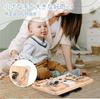 Монтессори Деревянная Развивающая Игрушка Busy для Возрастов и Сенсорная Кончиками Пальцев Портативная со Складной Доской для Путешествий, Игрушка на День Рождения, 12 элементов 1, 2, 3, Играй,
