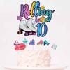 7Pcs Rolling into 10 Theme Cake Toppers Sets Roller Skate Happy 10th Birthday Themed Set Cake Decoration Girls Club Rolling 10 Years Old Supplies