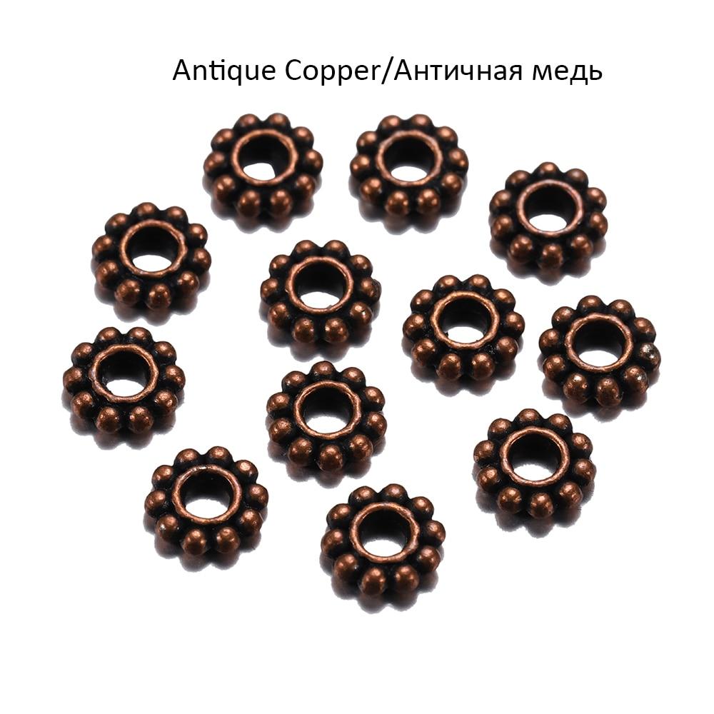 100 шт./лот 6,5 мм античное золото бронзовый тон цветок ромашки металлические разделительные бусины колесо для изготовления ювелирных изделий аксессуары для рукоделия