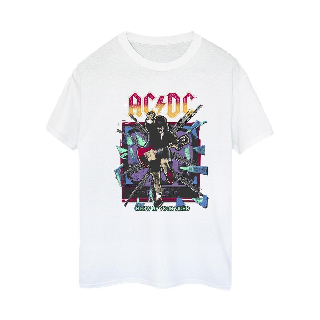 Женская/женская хлопковая футболка бойфренда ACDC Blow Up Your Video Jump