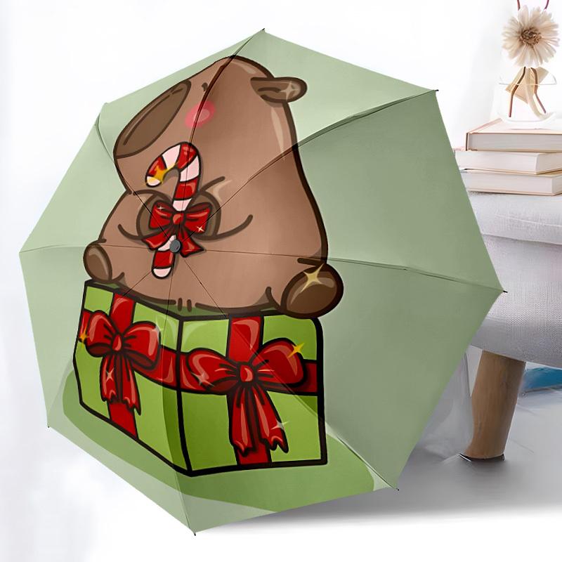 1pc Capybara Gift Automatic Folding Umbrella - 8-Rib Durable Iron Frame, Compact Portable for Daily Travel yy251205025