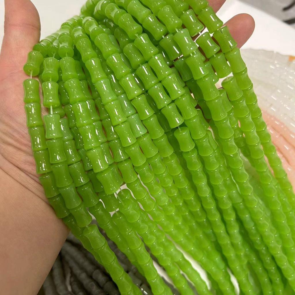 Сделай сам Разноцветные 8x12 мм Бусины в форме бамбукового сустава: Натуральный белый, зеленый, розовый, серый авантюрин для имитации нефритовых браслетов и ожерелий