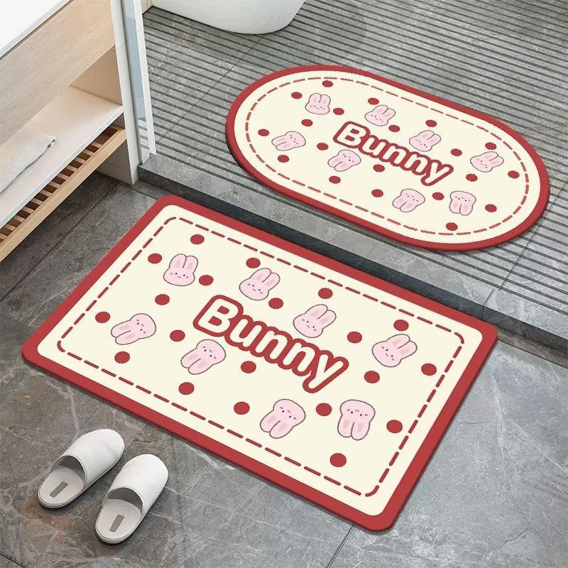 Sweet Flowers Diatom Mud Floor Mat Carpet Bathroom Moisture-wicking Mat Bathroom Quick Drying Mat Hand Washable Slip-resistant Door Mat