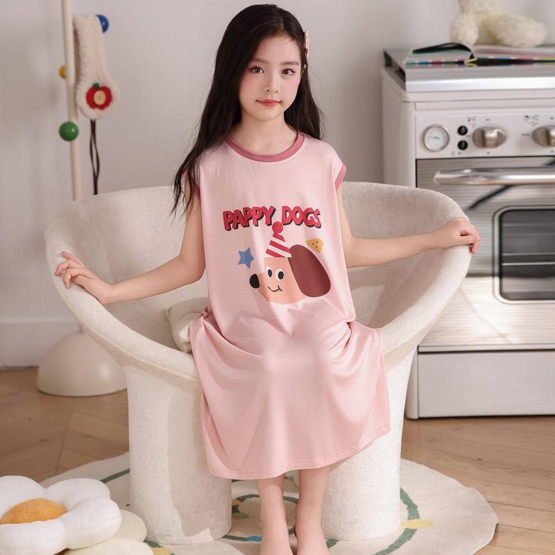 Girls Modals Sleep Dress Thin Nightgown Kids 3-8 Years Cartoon Princess Style Soft Comfortable Home Wear