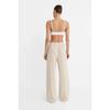 Linen Loose Cut Palazzo Trousers Ecru
