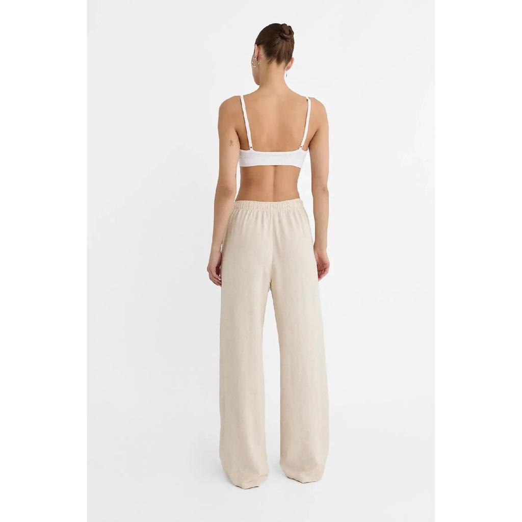 Linen Loose Cut Palazzo Trousers Ecru
