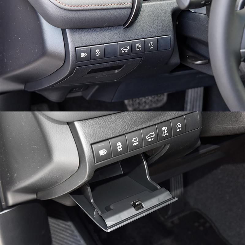 Салон автомобиля, приборная панель, нижний левый ящик для хранения водительских прав, боковой ящик для монет, бардачок для Toyota Camry 8th
