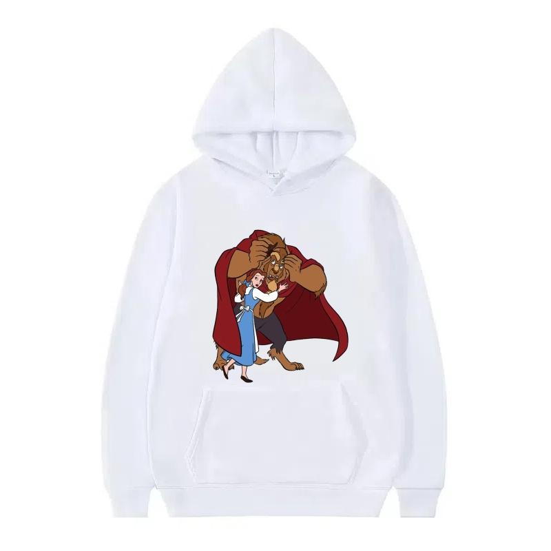 Disney Beauty And The Beast Princess Pattern Woman Loose Black Autumn Tops Clothes Pullovers Ladies Cheap Y2k Hoodies Men Sporty