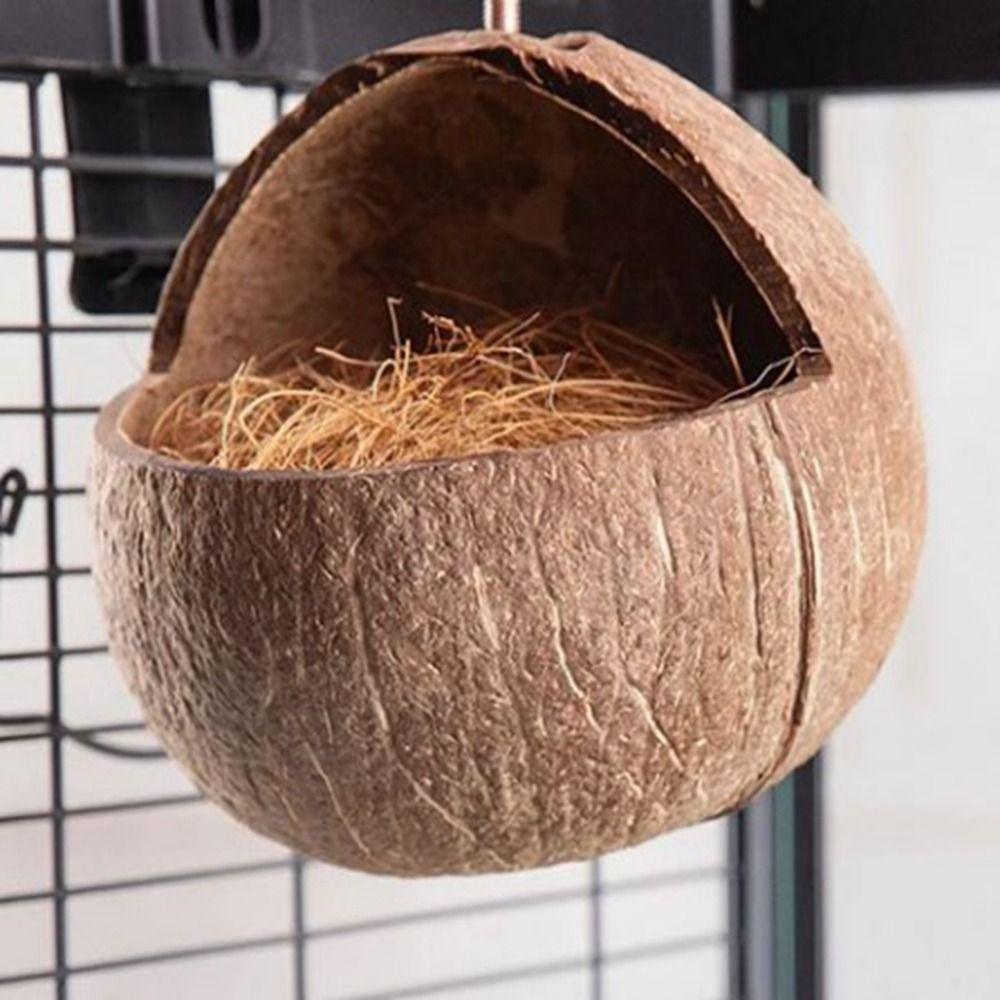 Craft Coconut Shell Bird House Handmade Birdhouse Cage Habitats Hanging Bird Nest Bird Supplies
