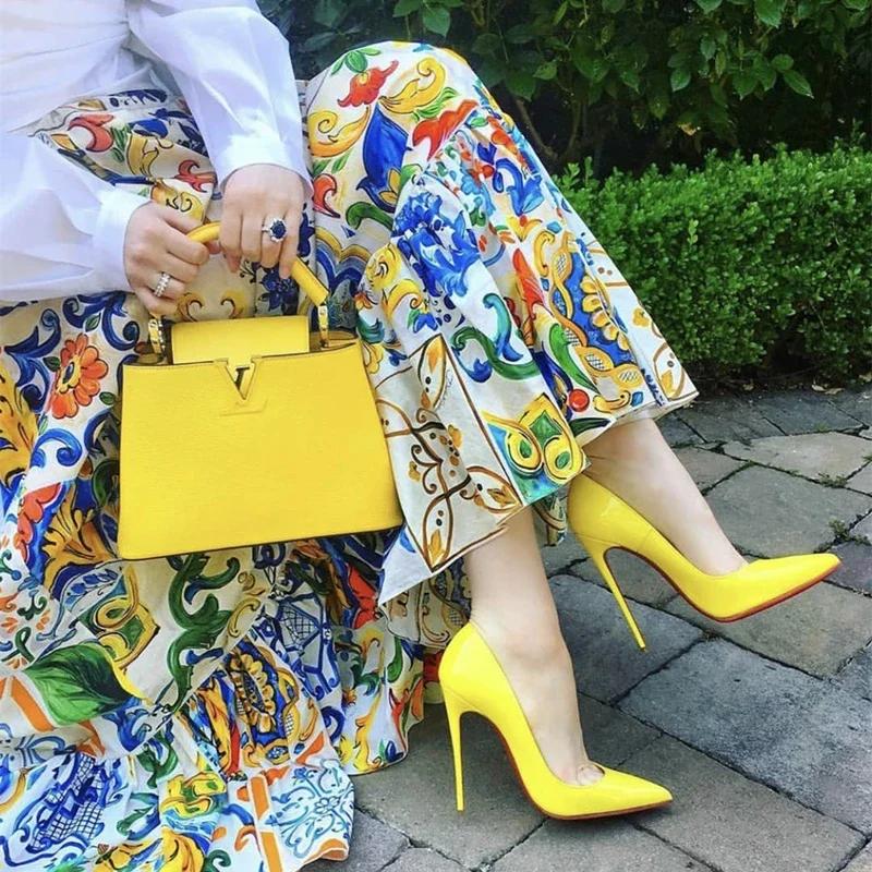 Fashion Multi Colored D 12cm Super High Heels In Pink and White Patent Leather, Sexy and Fashionable Pointed Thin Single Shoes