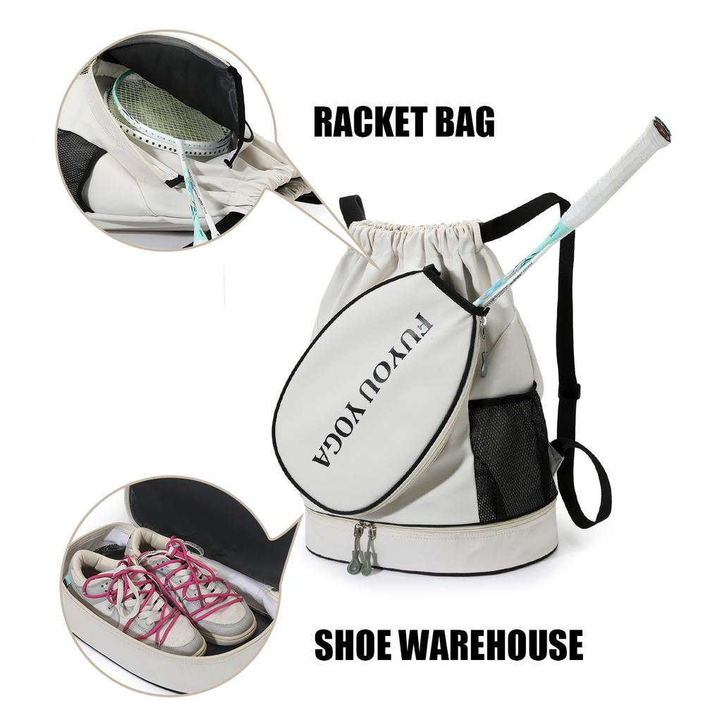 Large-Capacity Drawstring Badmint Bag with Shoe Compartment Design, Backpack, Outdoor Workwear Style, Computer Bag, Student School Bag