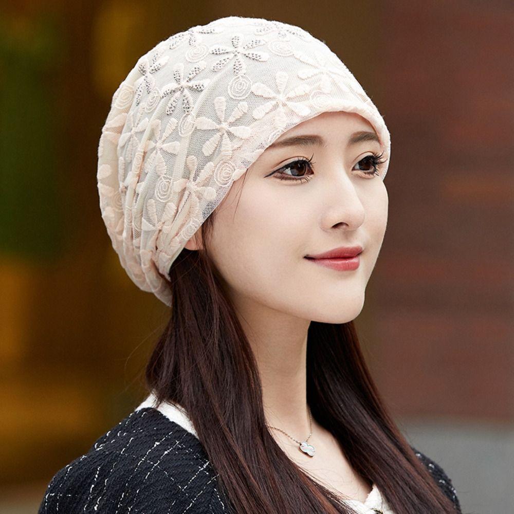 Hollow Out Crochet Slouchy Hat Lace Flower Turban Beanies Caps Chemo Cap Beanies Cap Outdoor Hats