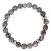[R0675] - Gray 'Mineralia' Steel Bracelet (quartz) - 8 Mm