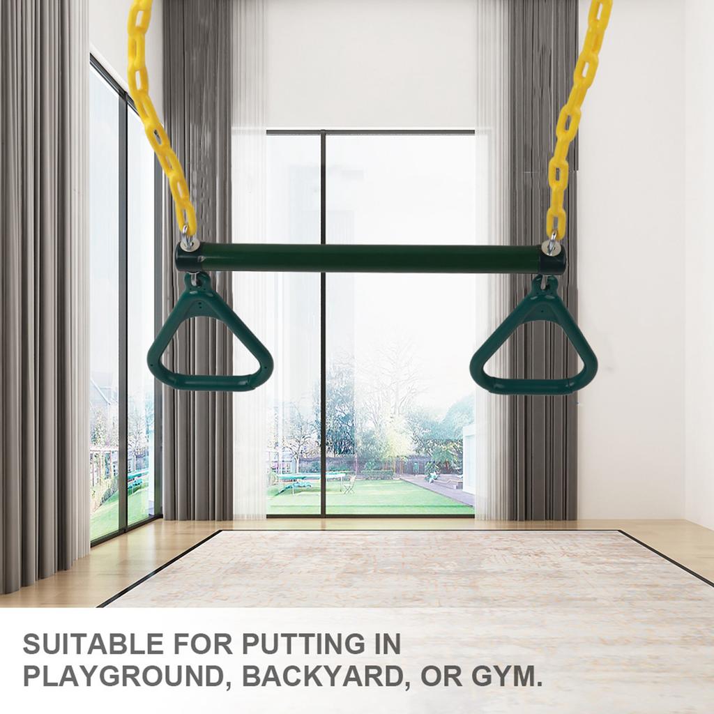 Outdoor Toy Trapeze Swing Bar Rings Chain Set Accessories for Gym