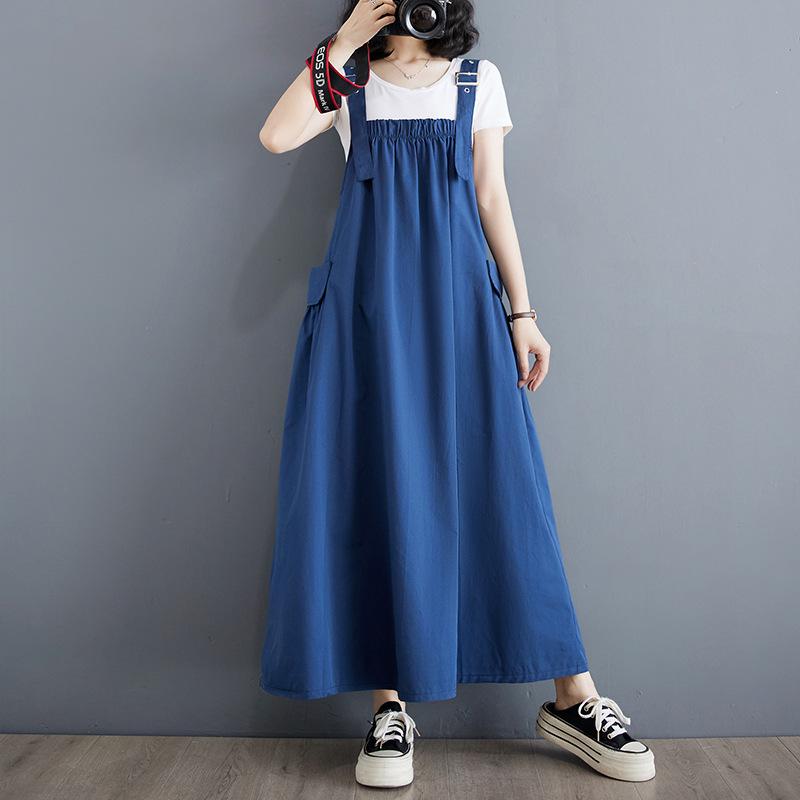 Элегантный летний корейский сарафан большого размера на тонких бретелях