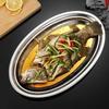 1Pcs 304 Stainless Steel Plate Oval Fish Dish Dinner Dessert Food Sushi Snack Steaming Fruit Dish Household Restaurant Tableware