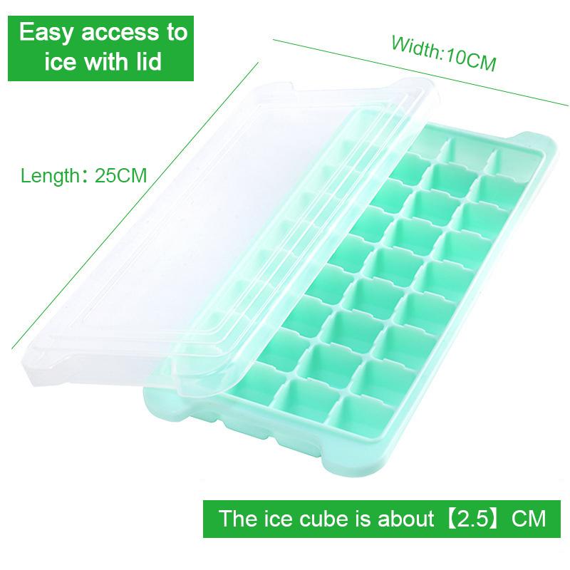 24 Grid Ice Cube Tray Food Grade Silicone Ice Mold with Lid Home DIY Ice Cream Ice Cube Maker Cold Drink Kitchen Bar Accessories