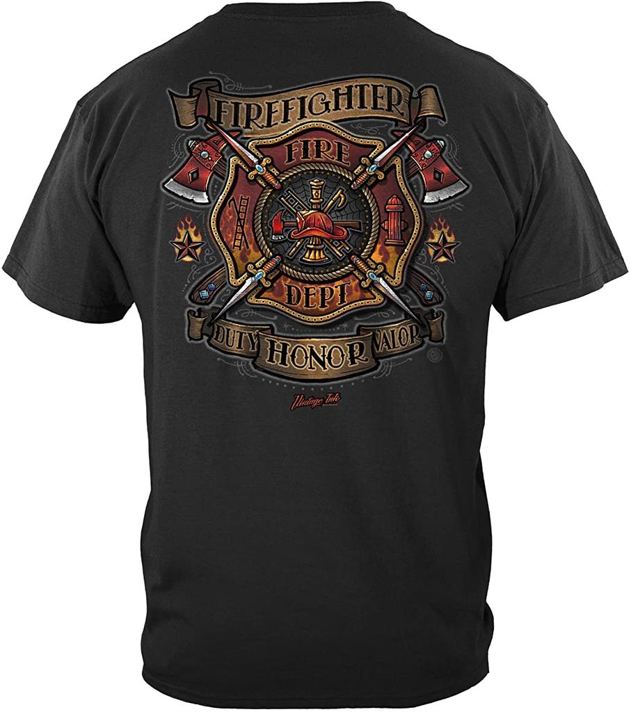 Винтажная футболка с татуировкой Firefighter Ff2412