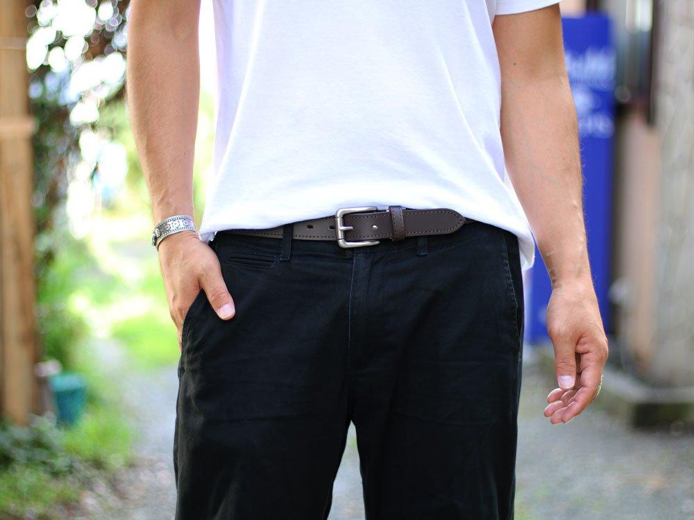 [Marukawa Jeans Power Jeans Value] Кожаный ремень со швами для мужчин, коричневый, один размер
