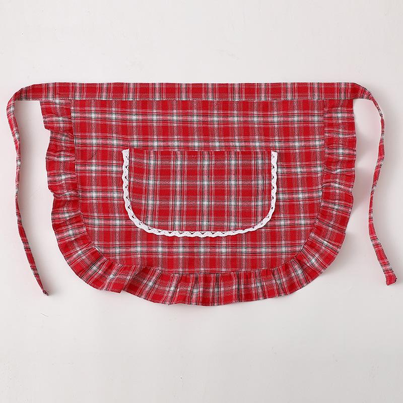 Фартук Клетчатый Квадратный Полуфартук Хлопковый Материал Пятноустойчивый Дышащий Домашняя Кулинария Рабочая Одежда Кухонные Аксессуары