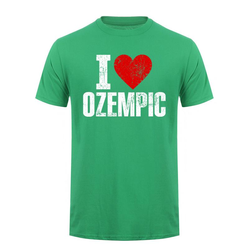Модная футболка I Love Ozempic Смешное сердце Медицинская цитата о похудении Графическая Унисекс Унисекс Футболки Da181