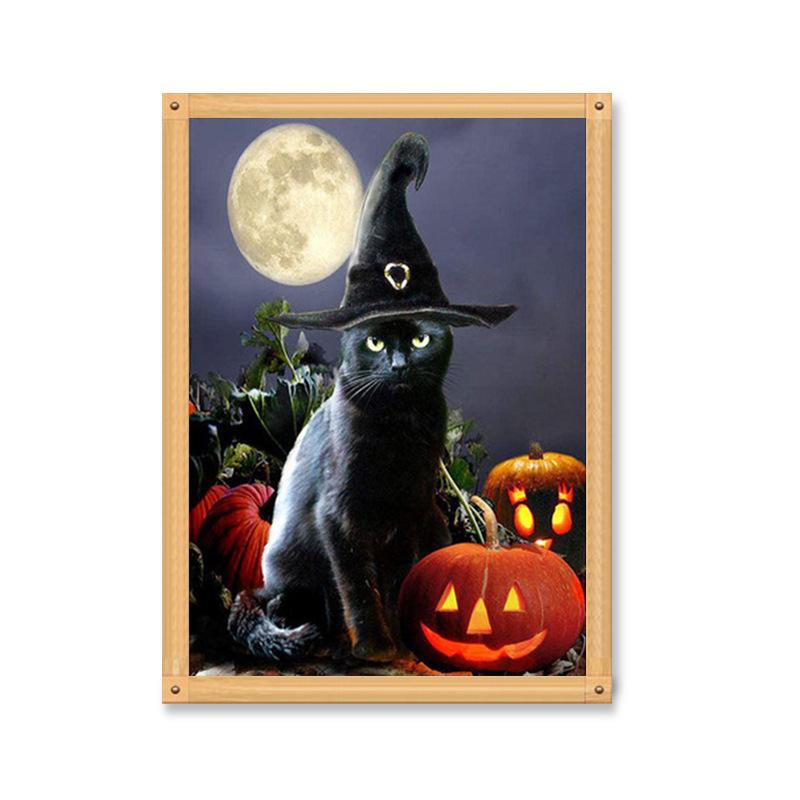 5D алмазная живопись полный алмаз Diy круглый алмаз Хэллоуин животное ручная работа Алмазная вышивка мозаика украшение дома подарок