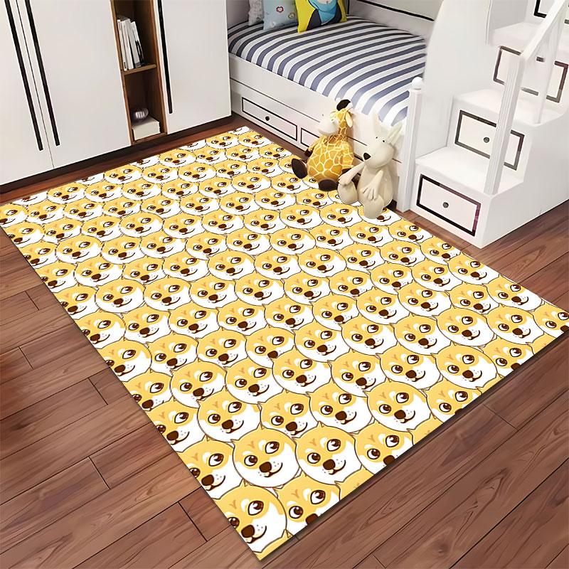 Cute Cartoon Shiba Inu Pattern Carpet suitable as a non-slip mat for the living room or bedroom sofa