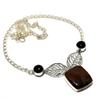 Bloodstone Black Onyx Gemstone 925 Silver Plated Jewelry Necklace 18"