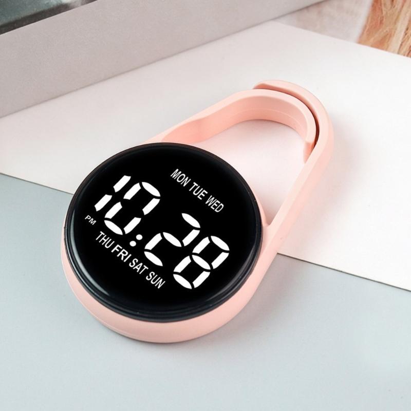 Touch Control Digital Pocket Watch Keychain Clip For Students Accurate Time LED Display Electronic Clock Accessories