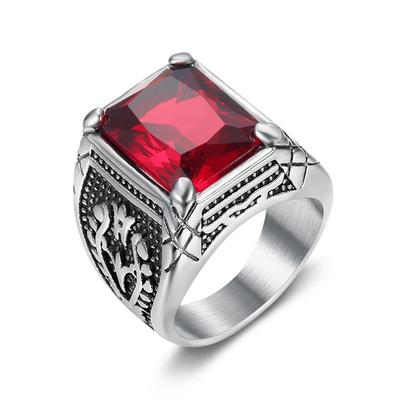 Размер 7-15 Панк Ретро Кольцо из Нержавеющей Стали с Натуральным Камнем Мужские Рок Украшения Никогда Не Тускнеющее Кольцо-Печатка