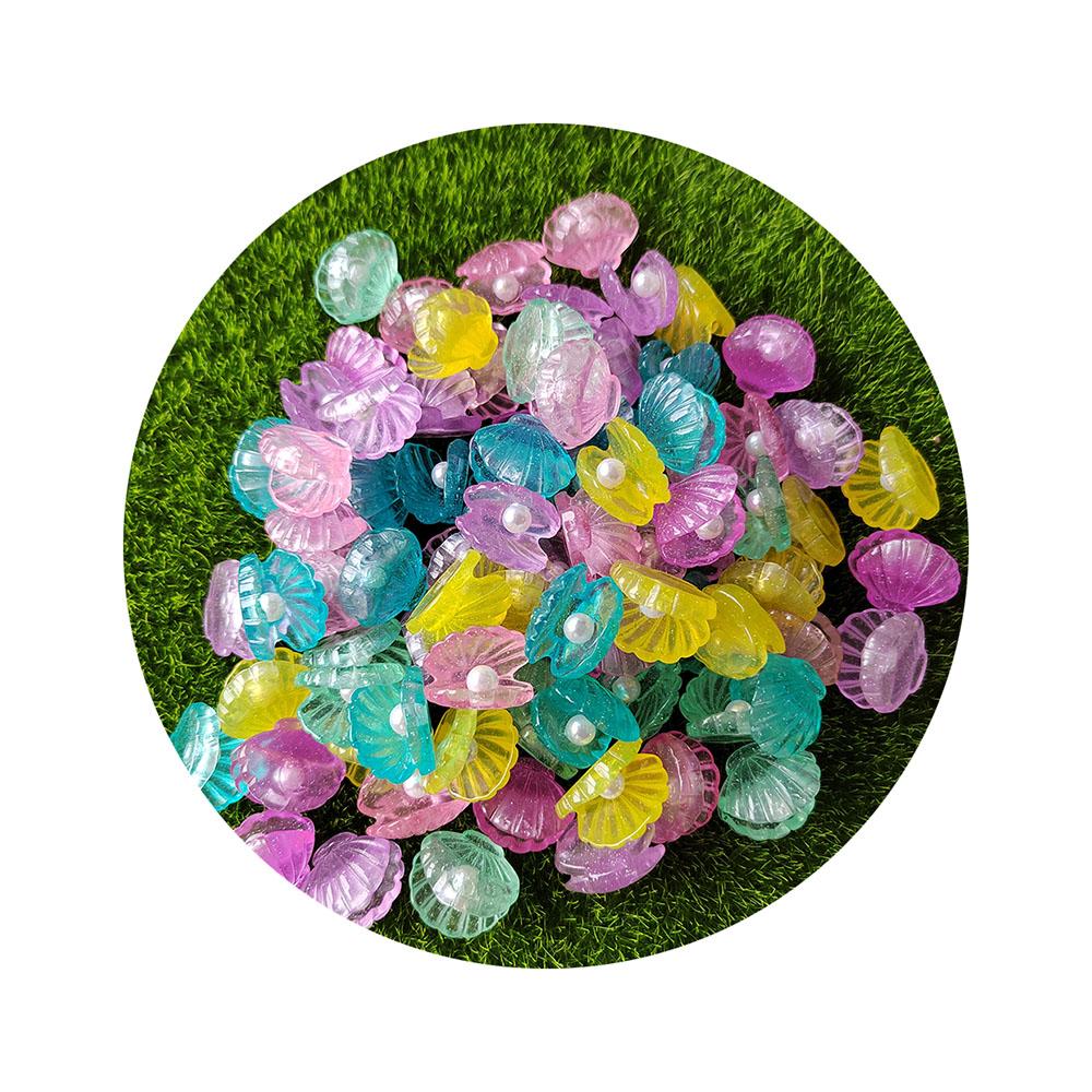 Kawaii Glitter Pearl Shell Flat Back Resin Cabochons Scrapbooking DIY Jewelry Craft Decoration Accessories