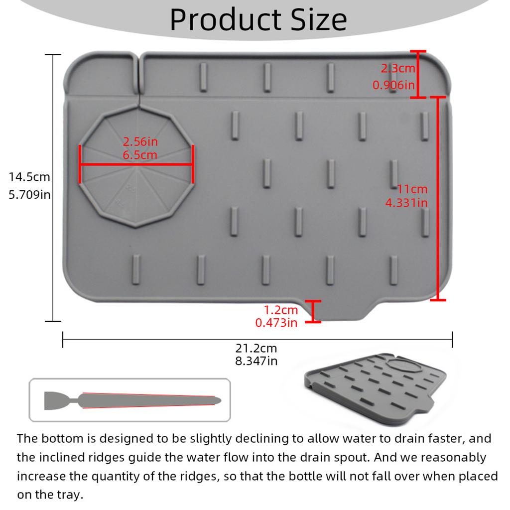 Silicone Sink Splash Guard Mat Soap Dish Faucet Handle Drip Catch Holder for Bathroom and Kitchen Countertop Accessories