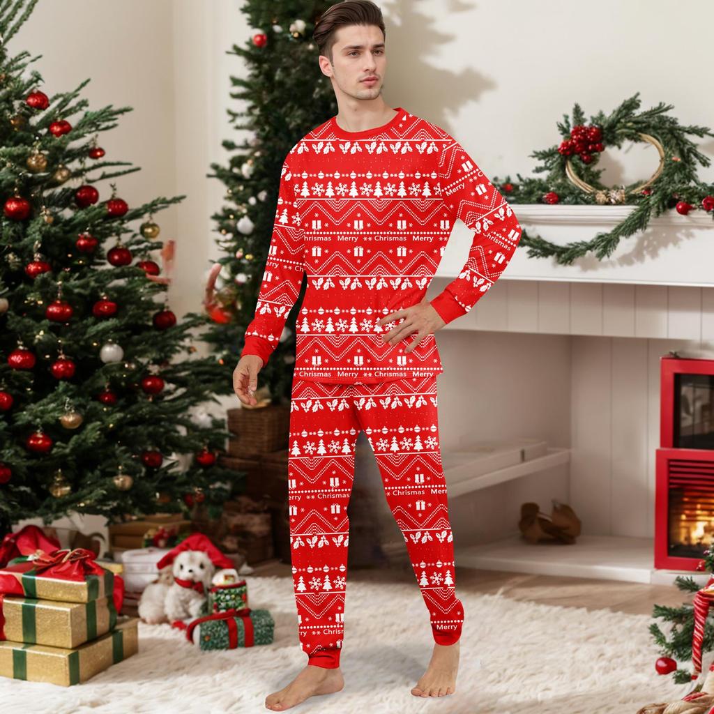 Print Cute Family Set Pajamas, Home Clothes, Family Set Long Sleeve Top Pants Set